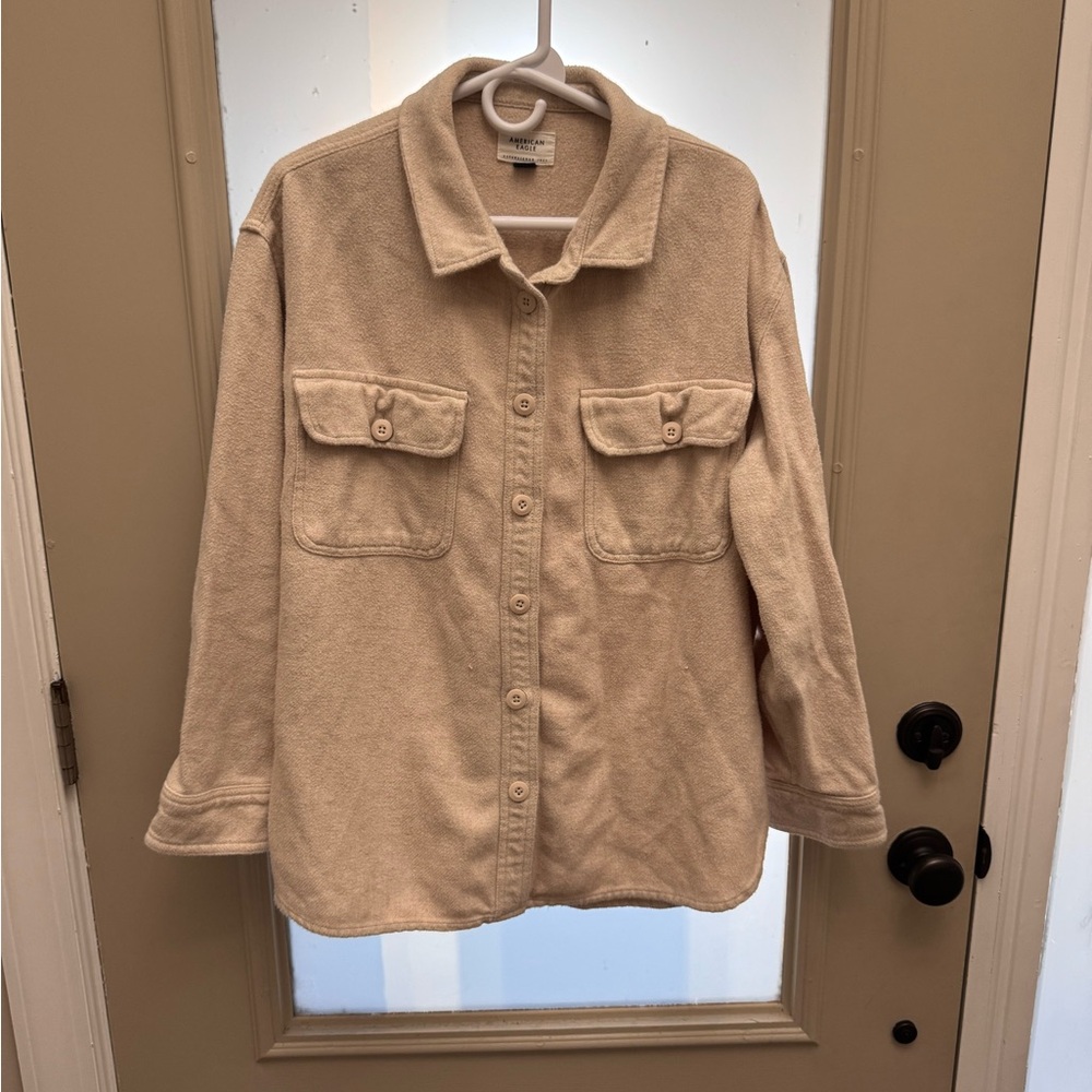 American Eagle Outfitters Cream Teddy Jacket